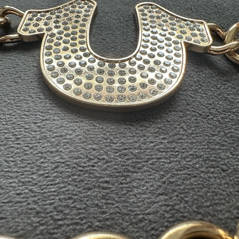 🆕True Religion Gold Horseshoe Chain Statement Belt